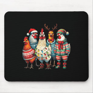Mousepad Festivo Natal Galinhas Que Luzes Fazenda Animal