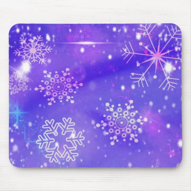 Mousepad Festivo Roxo Floco de Neve Estende Festa de Natal (Frente)