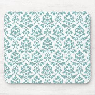Mousepad Feuille Damask Teal Pattern