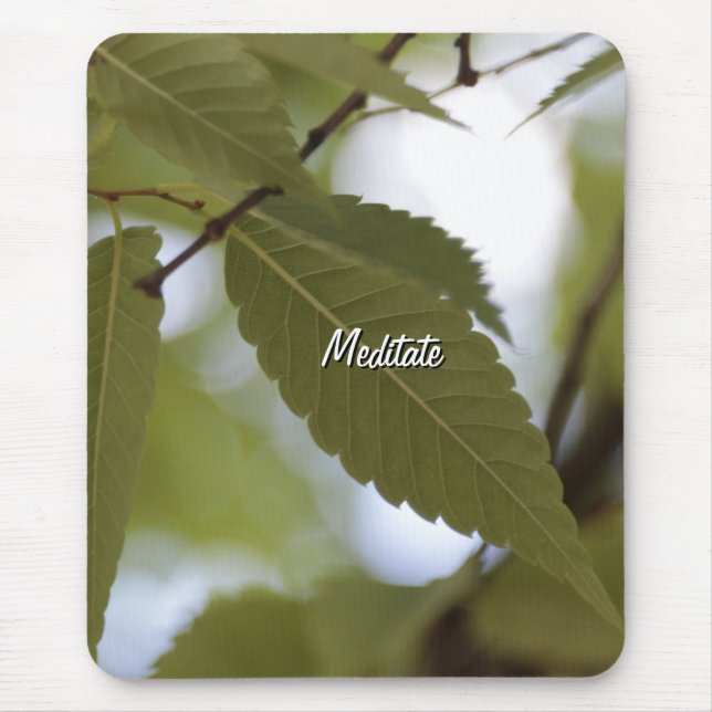 Mousepad feuille verte méditer nature jardin branche photo  (Frente)