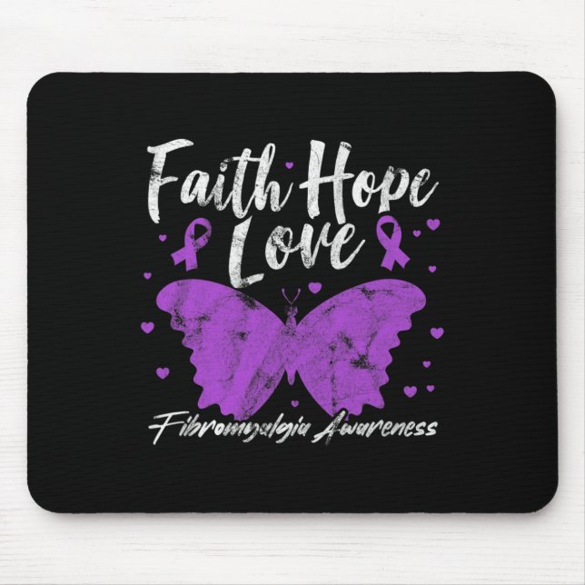 Mousepad Fibromialgia Sensibilização Fibro de Borboleta Púr (Frente)