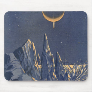 Mousepad Ficção científica do vintage, planeta crescente