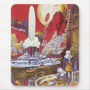 Mousepad Ficção científica retrô, a cidade perdida de Atlân