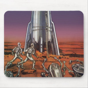 Mousepad Ficção científica retrô, astronautas, alienígenas