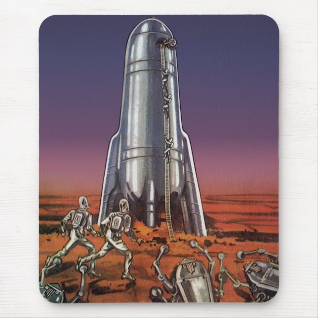 Mousepad Ficção científica retrô, astronautas, alienígenas  (Frente)