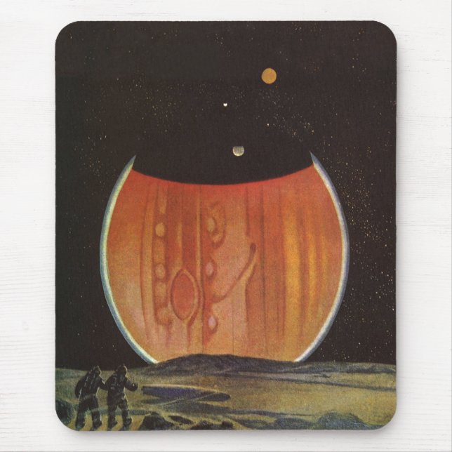 Mousepad Ficção científica retrô, astronautas em Ganímedes (Frente)