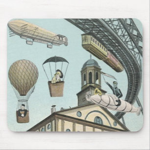 Mousepad Ficção científica retrô, cidade steampunk vitorian
