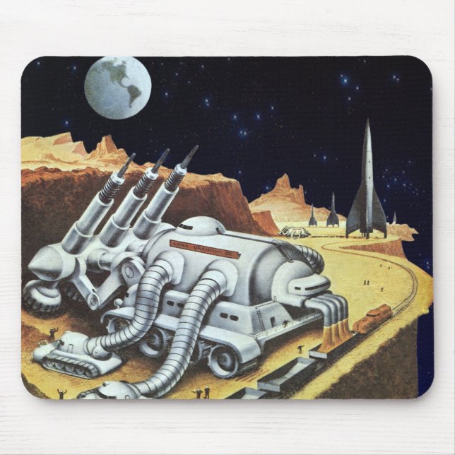Mousepad Ficção científica retrô, Estação Espacial na Lua (Frente)