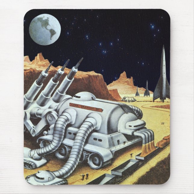 Mousepad Ficção científica retrô, Estação Espacial na Lua (Frente)