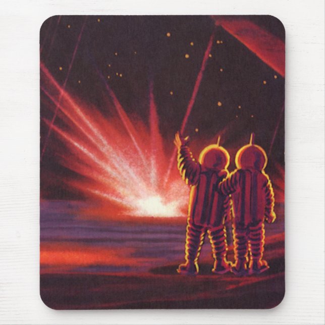 Mousepad Ficção Científica Vintage Alien Planeta Vermelho E (Frente)