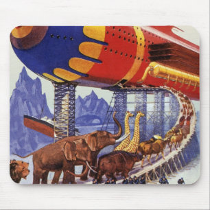 Mousepad Ficção científica vintage, animais selvagens da Ar