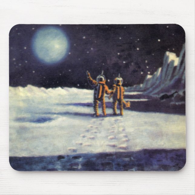 Mousepad Ficção Científica Vintage Astronauta Alienígenas n (Frente)