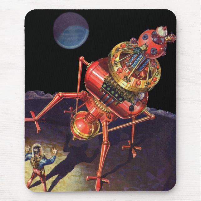 Mousepad Ficção Científica Vintage Astronauta com Robô Alie (Frente)