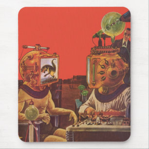 Mousepad Ficção Científica Vintage, Capacetes Alien Steam P