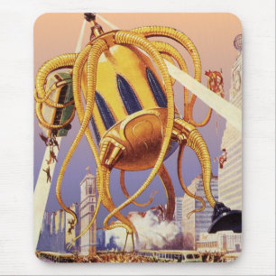 Mousepad Ficção Científica Vintage Guerra de Invasão Aliení