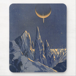 Mousepad Ficção Científica Vintage, Planeta da Neve da Lua