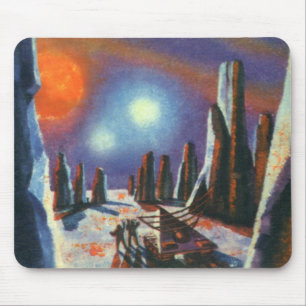 Mousepad Ficção científica vintage planeta estrangeiro com