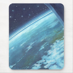 Mousepad Ficção científica vintage, Terra à noite com estre