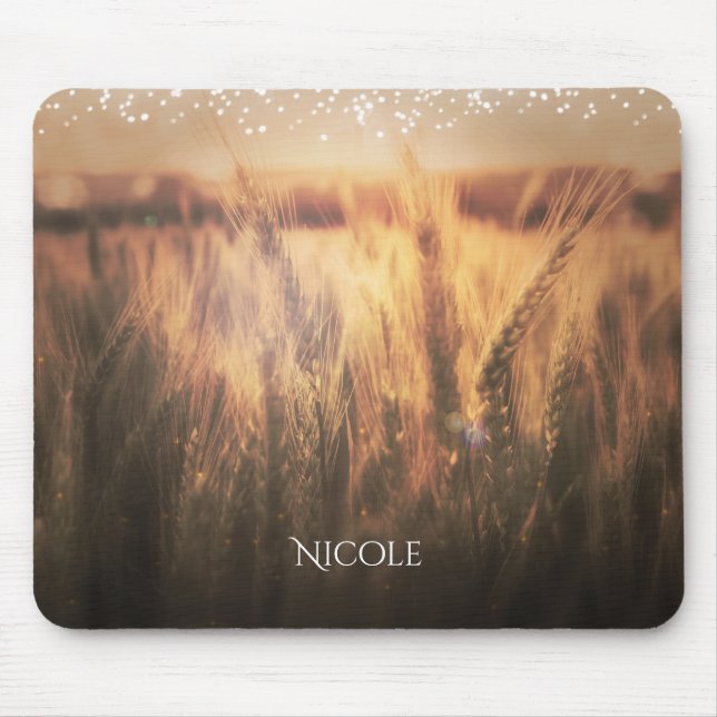 Mousepad Field of Wheat Rustic Country Wedding Glam Lights (Frente)