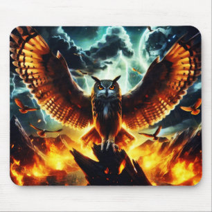 Mousepad Fiery Owl Moonrise