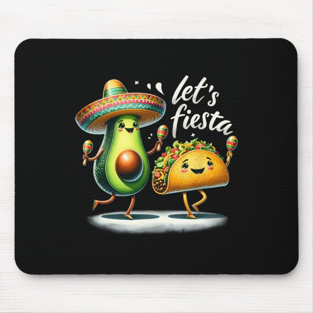Mousepad Fiesta Squad Avocado Tacos Vamos Fiesta Funny Cinc (Frente)