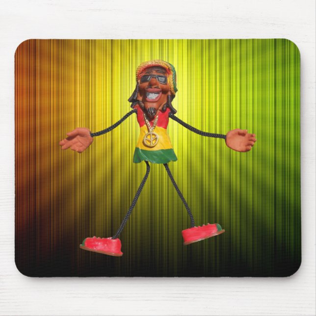 Mousepad Figura da vara de Rasta com sinal de paz Dourado (Frente)