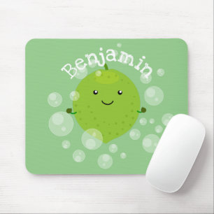 Mousepad Figura de desenho animado das bolhas de limão verd