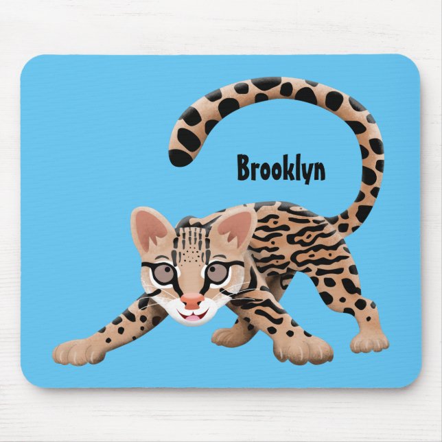 Mousepad Figura de desenho animado de ocelot bonito (Frente)
