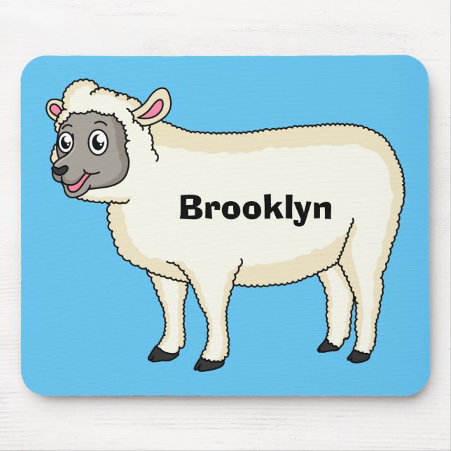 Mousepad Figura de desenho animado de ovelhas bonitas e fel (Frente)