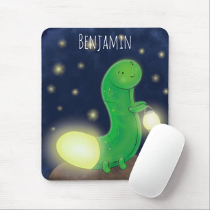 Mousepad Figura de desenho animado do verme verde-claro