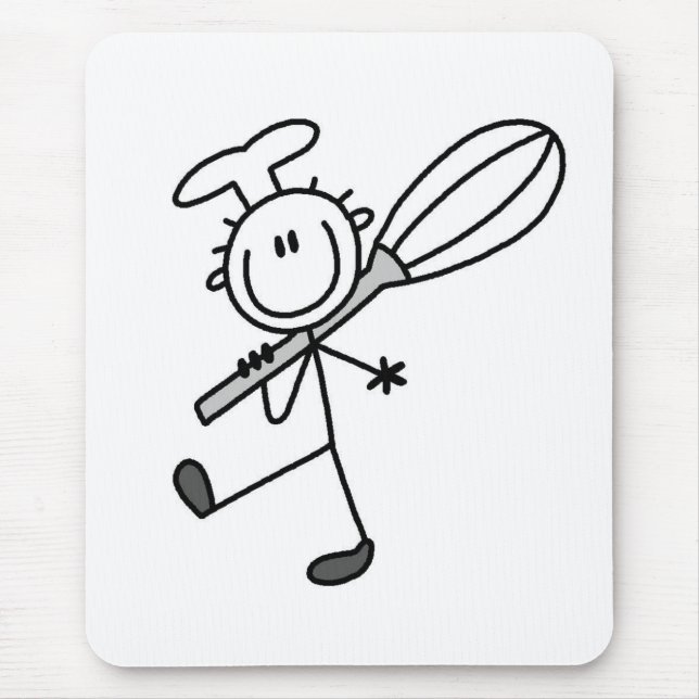 Mousepad Figura de palito de Chef com Batedeira (Frente)