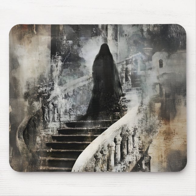 Mousepad Figura fantasma nas escadas 3 oculto sobrenatural (Frente)