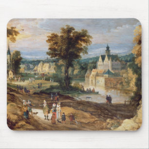 Mousepad Figuras em uma paisagem com o bey da vila e do