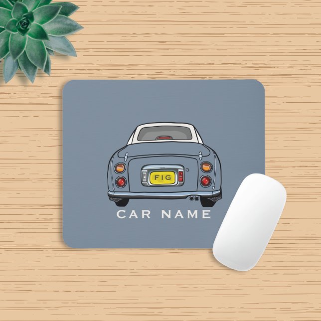 Mousepad Figuras Lapis Cinza Figaro Car Monograma Nome (Love lapis grey figaros and need a mouse mat? Add your name to this one!)