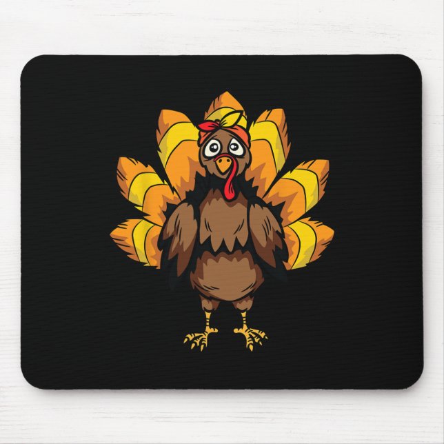 Mousepad Figurino da Turquia Dia de Ação de Graças outono (Frente)