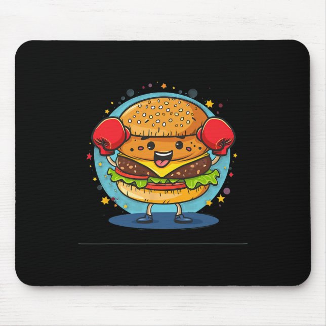 Mousepad Figurino De Burger Smash Com Luvas Engraçadas (Frente)