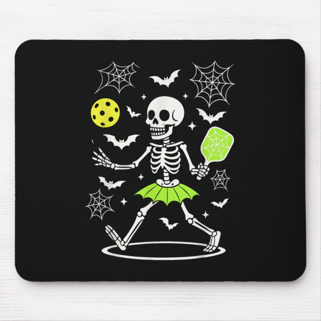 Mousepad Figurino de Halloween de Pickleball, Skelet de Est (Frente)