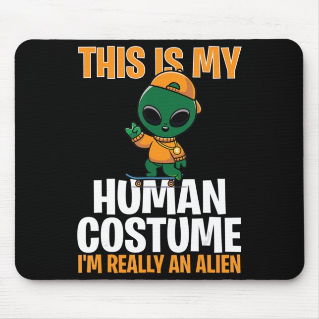 Mousepad Figurino de Halloween Esta é minha fantasia humana (Frente)