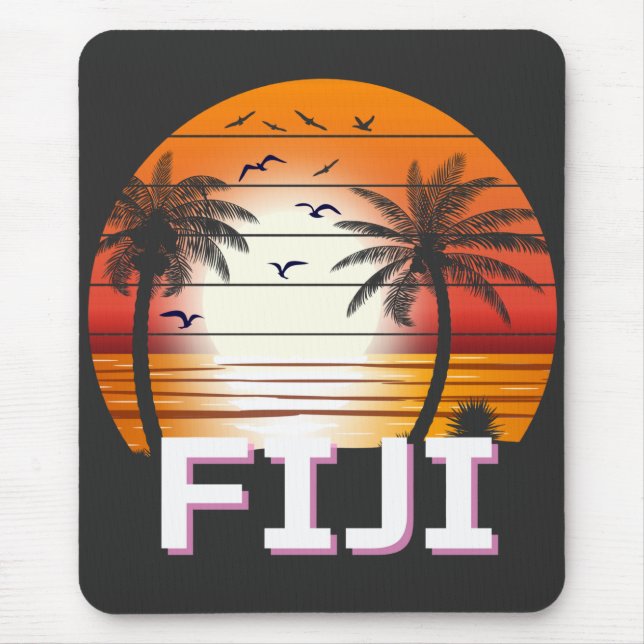 Mousepad Fiji Vintage Palm Trees Summer Beach (Frente)