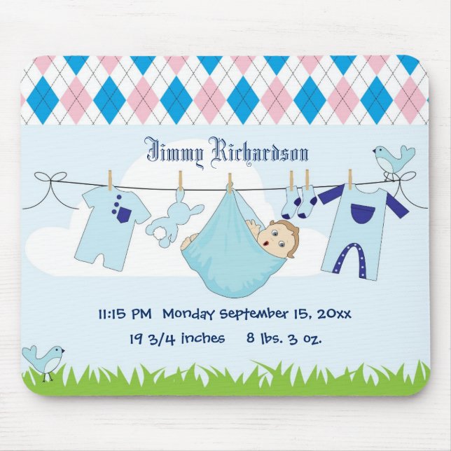 Mousepad Fila de Roupas de Bebê Bonito (Frente)