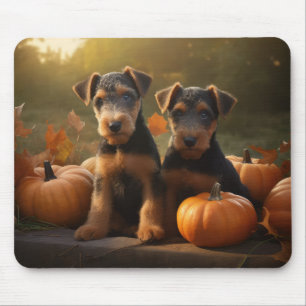 Mousepad Filhote de Airedale Outono Delícia Abóbora