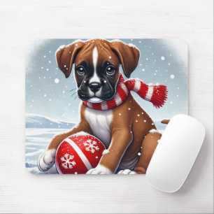 Mousepad Filhote de Boxer na Paisagem Nevada Segurando uma