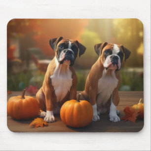 Mousepad Filhote de Boxer Outono Delícia Abóbora