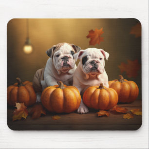Mousepad Filhote de Bulldog Delícia de Outono Abóbora 