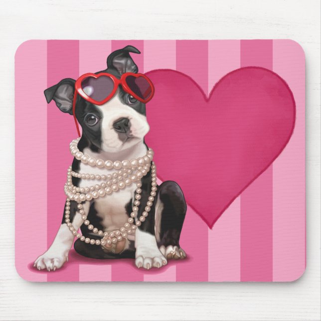 Mousepad Filhote de cachorro bonito de Boston Terrier (Frente)