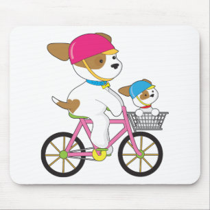 Mousepad Filhote de cachorro bonito na bicicleta