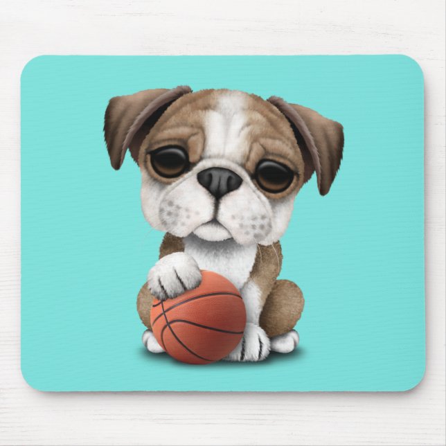 Mousepad Filhote de cachorro britânico do buldogue que joga (Frente)