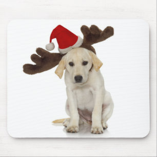 Mousepad Filhote de cachorro com papai noel chapéu e