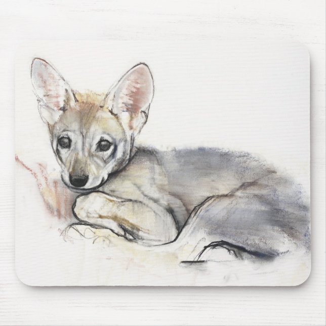 Mousepad Filhote de cachorro de lobo árabe ondulado 2009 (Frente)