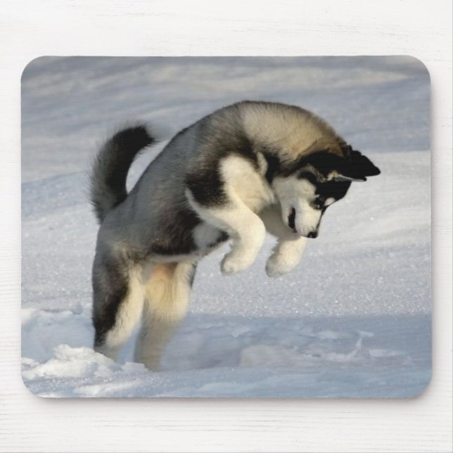 Mousepad Filhote de cachorro do rouco Siberian que joga na (Frente)